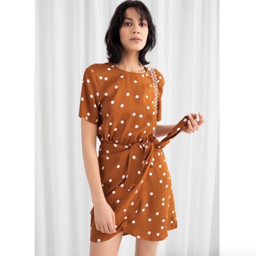 & Other Stories Rust Tie Me Up Wrap Dress